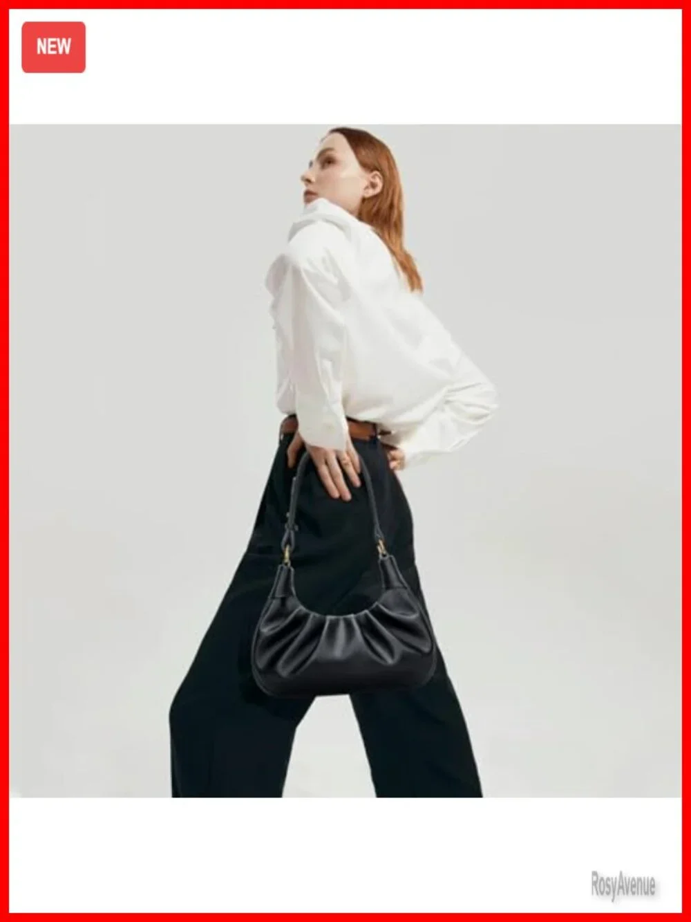 Faux Leather Crescent Hobo Bag Ruched Underarm Purse Mini Shoulder Bag